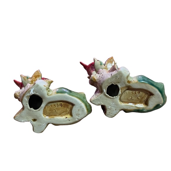 VINTAGE GLAZED CARDINAL TEA LIGHT POTTERY SET HAND-CRAFTED - Picture 4 of 8